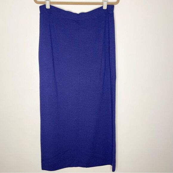 Eileen Fisher Merino Wool Skirt Sweater Knit Italian Yarn Purple Size Large - Picture 2 of 6